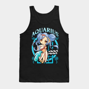 Aquarius Manga Kawaii Birthday Zodiac Sign Tank Top